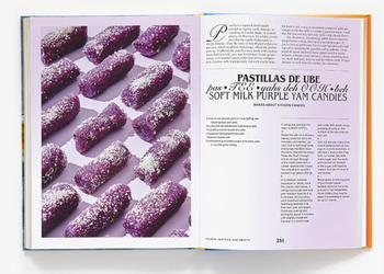 page from the book showcasing purple yam candies