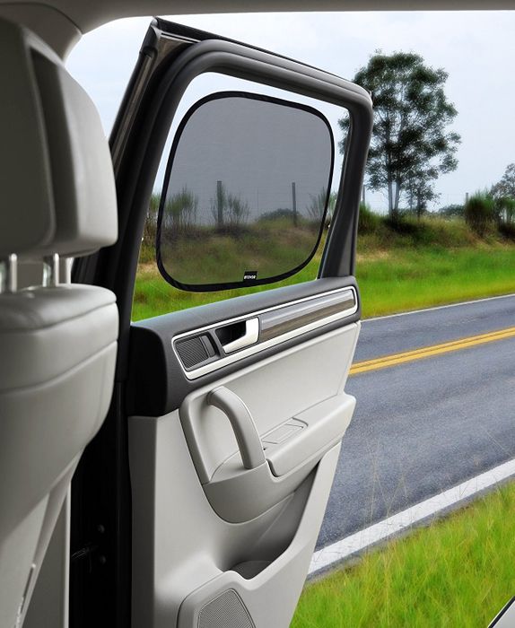 The shade adhered to a passenger window
