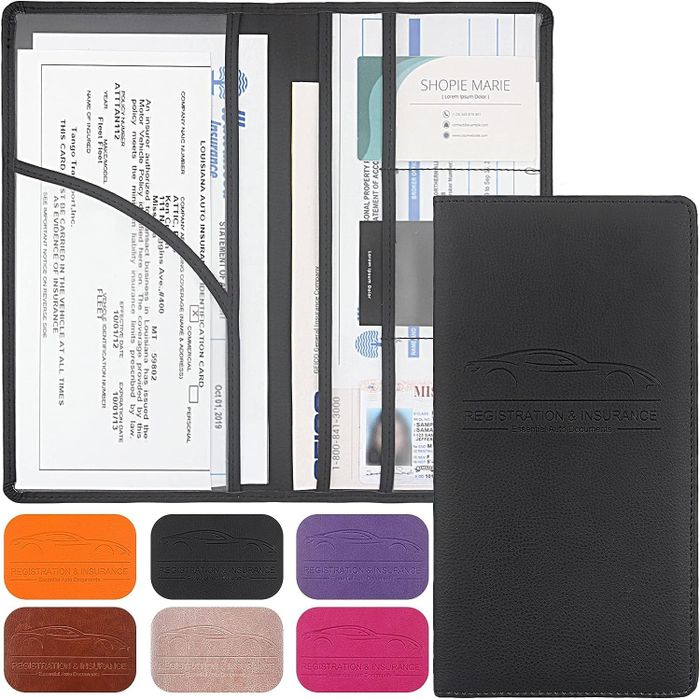 the document holder with several pockets neatly organized with documents inside