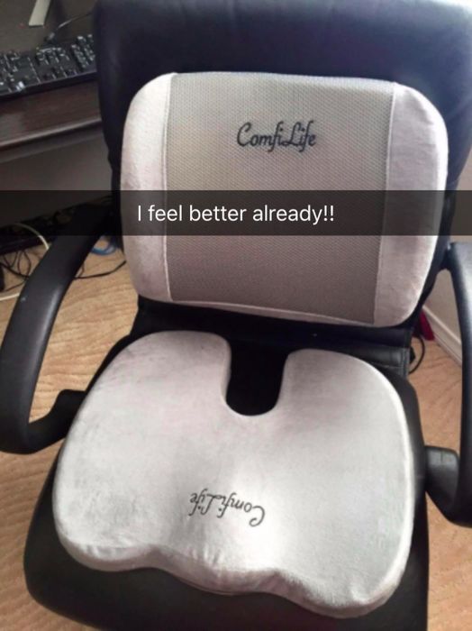 A photo from a reviewer showing a plush pillow resting on a chair