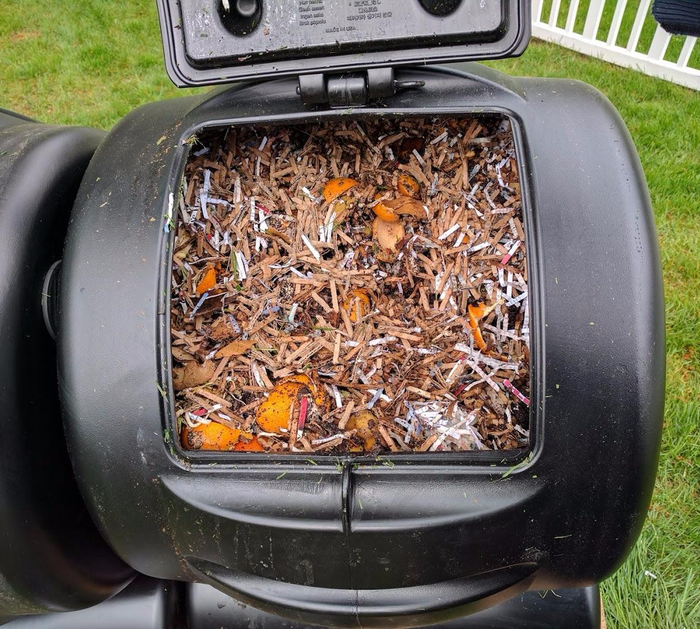 A glimpse inside one reviewer's composting bin.