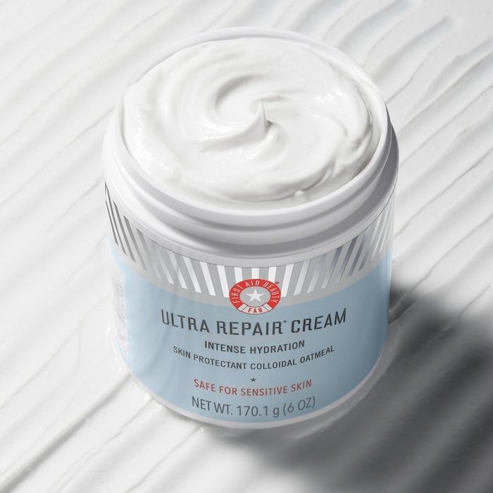 The cream jar sitting open, ready for use.