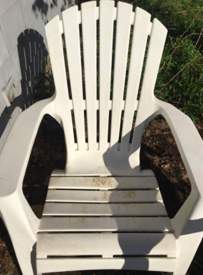 The same patio chair after using the instant mold and mildew stain remover spray, now free from all mold stains