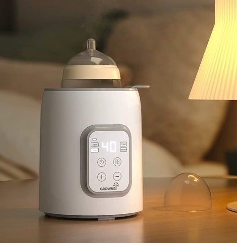 A bottle warming in the device.