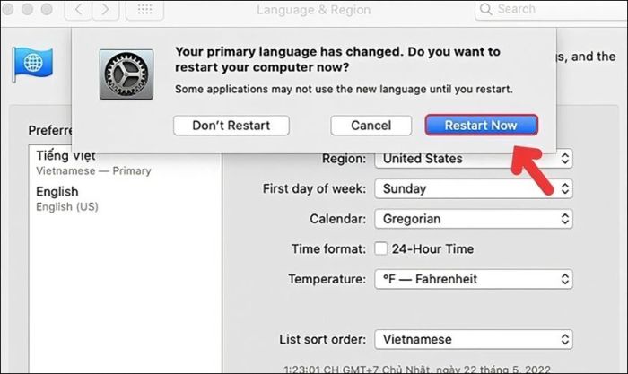 Chọn Restart Now và chờ đợi laptop tự động khởi động lại để hoàn thành việc cài đặt