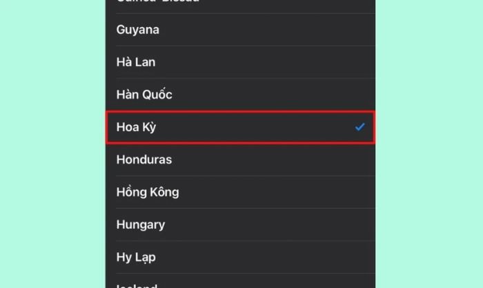 Chọn vùng Hoa Kỳ trên App Store