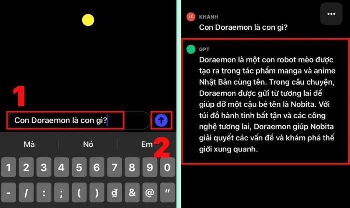 giao diện khi bạn đặt câu hỏi cho Chat GPT