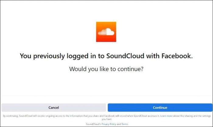Cách đăng nhập vào SoundCloud bằng Facebook