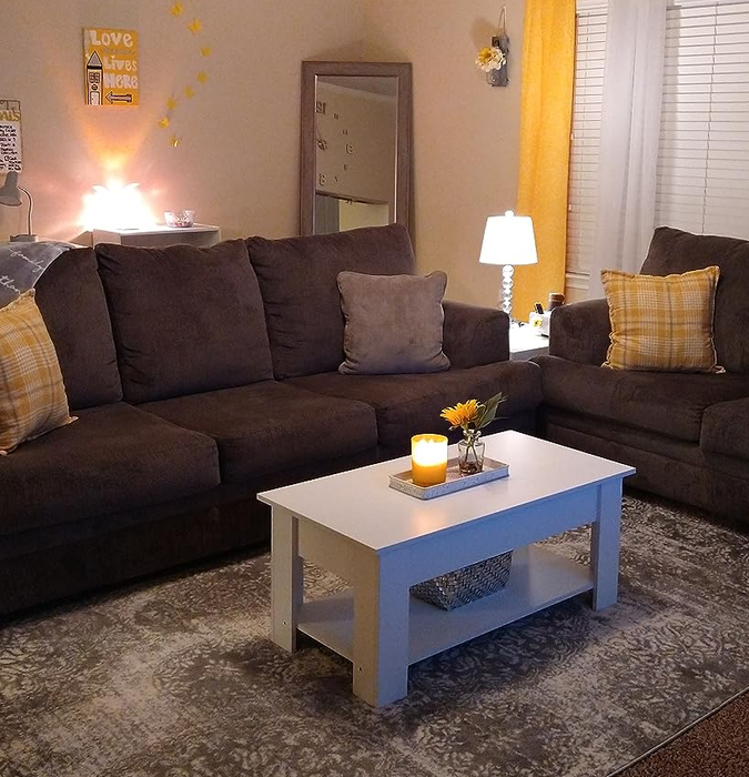 A customer's photo showcasing the white coffee table