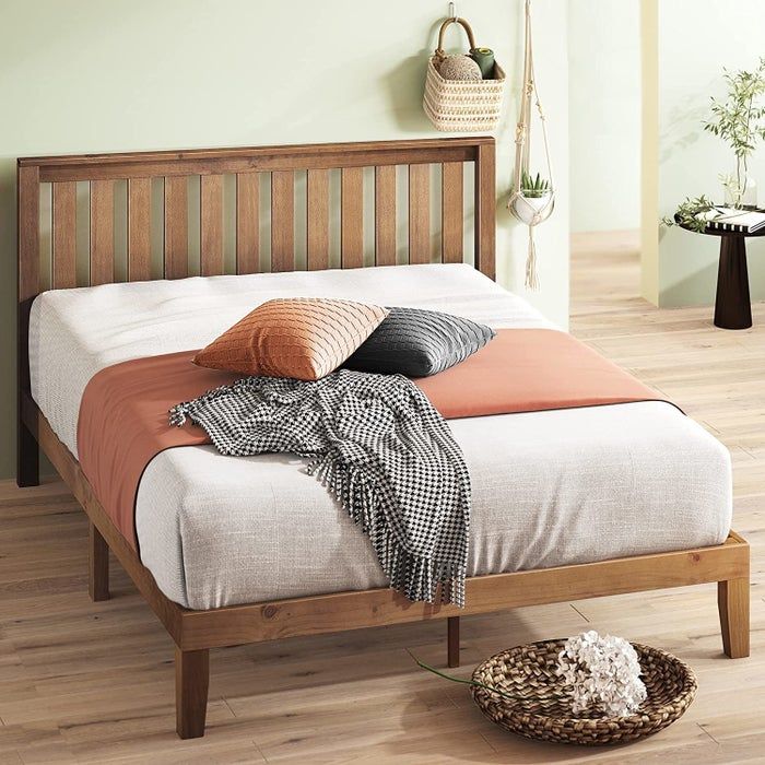 The rustic pine ZINUS Alexia Wood Platform Bed