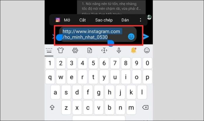 sao chép đường link Instagram cá nhân