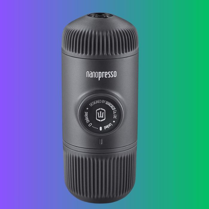 The sleek black portable espresso maker