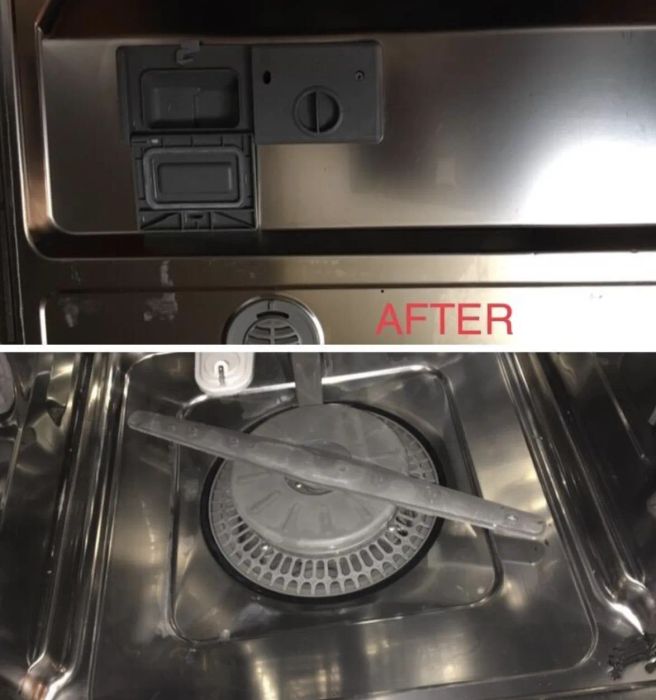 The same dishwasher, now sparkling clean.