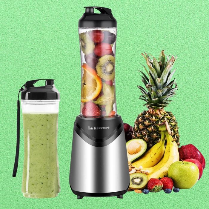 The silver-colored blender