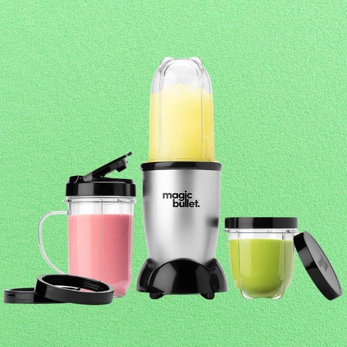 The silver-colored blender