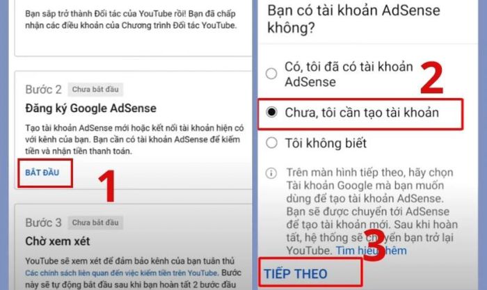 tạo tài khoản để nhận thu nhập từ YouTube