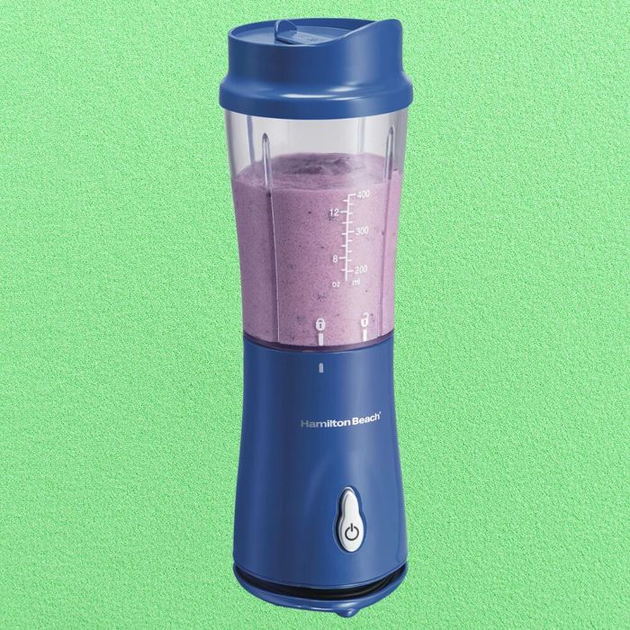 The blue travel blender