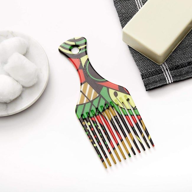 The Afropick hair pick, displayed in a specific pattern, highlighting its attractive and functional design.