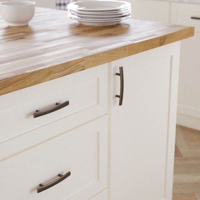 The drawer pulls on cabinets