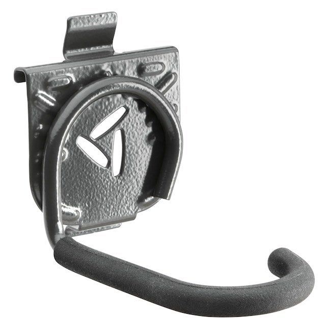 A close-up shot of the metal bike hook