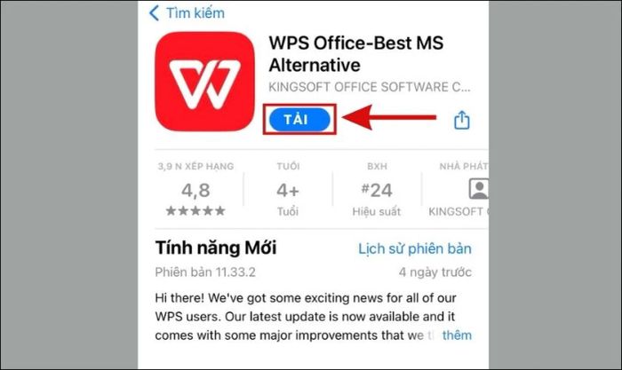 cài đặt WPS Office trên iPhone