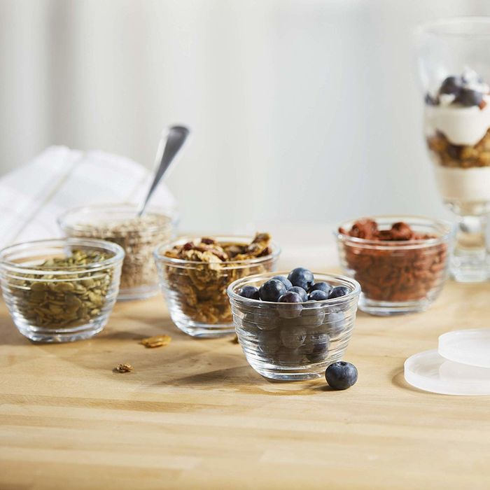 A clear eight-piece glass bowl set