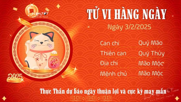 Tử vi hàng ngày 3/2/2025 của 12 con giáp - Mão
