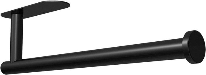 A sleek black paper towel roll holder