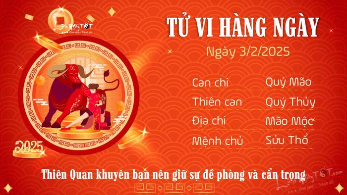 Tử vi hàng ngày 3/2/2025 của 12 con giáp - Sửu