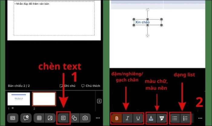 Cách thêm văn bản vào slide PowerPoint trên điện thoại