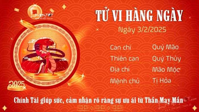 Tu vi hang ngay 3/2/2025 cua 12 con giap - Ti