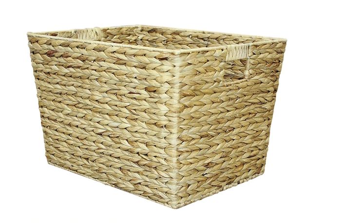 The double-handled, lightweight basket made from natural water hyacinth