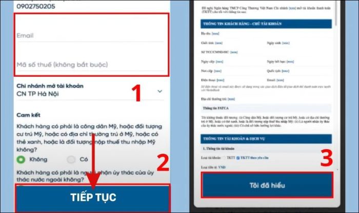 Xác nhận việc đăng ký tài khoản Vietinbank iPay