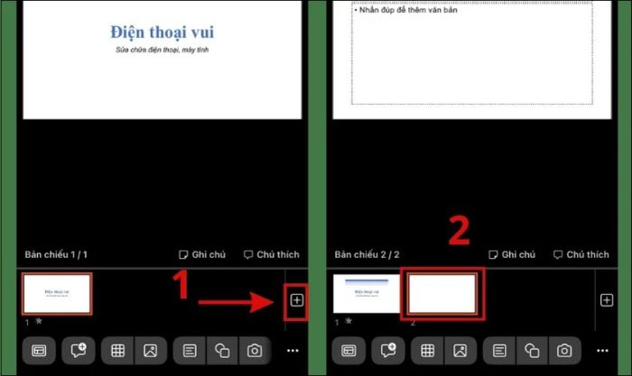 Cách thêm slide vào PowerPoint trên điện thoại