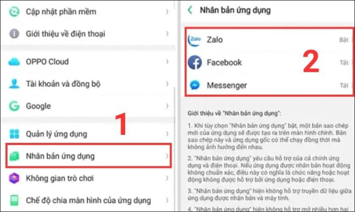 cách nhân đôi ứng dụng trên điện thoại Realme