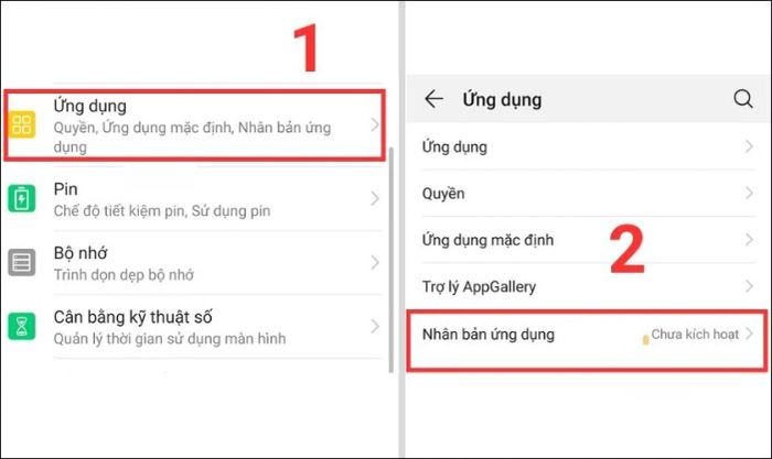 Cách nhân đôi ứng dụng trên điện thoại Huawei