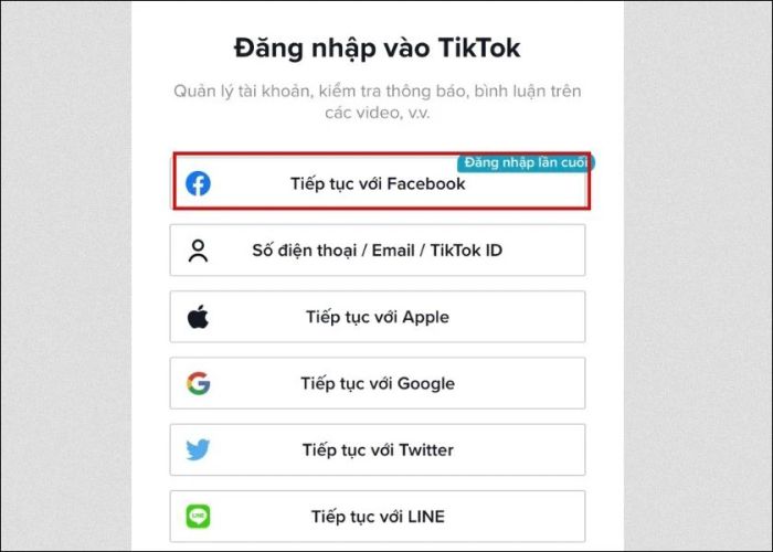 Đăng nhập lại vào tài khoản TikTok.