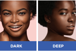 Models with dark and deep skin tones showcasing the foundation.