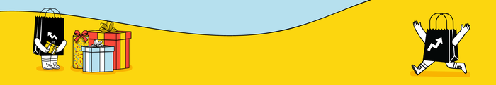 Illustrated gift guide banner.