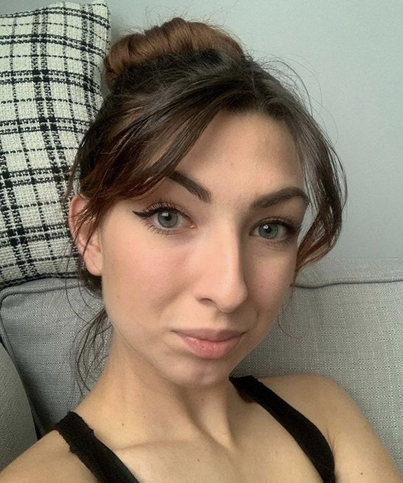 A photo from a reviewer showing off a winged black liquid eyeliner.