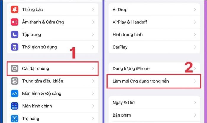 Hướng dẫn bật tính năng làm mới ứng dụng trong nền trên iPhone