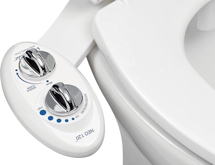 A closeup shot of the bidet's control panel