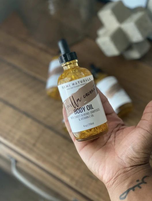 A bottle of luxurious body oil.