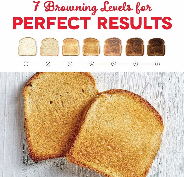 A chart illustrating various 'browning levels' to help you achieve the perfect toast for different types of bread.