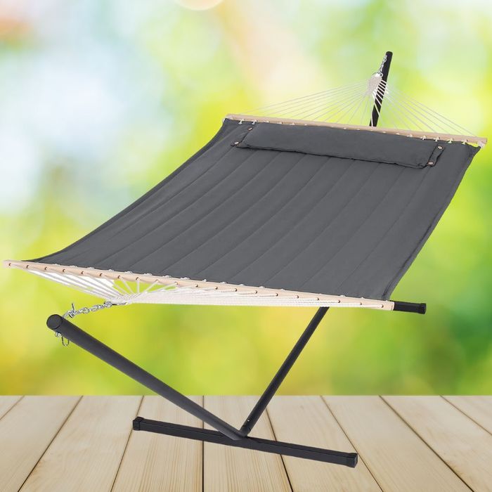 The dark gray hammock