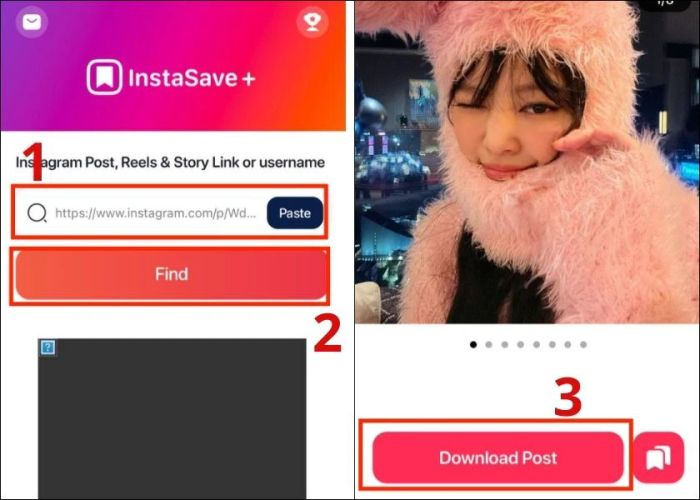 chọn download để lưu ảnh Instagram về iPhone