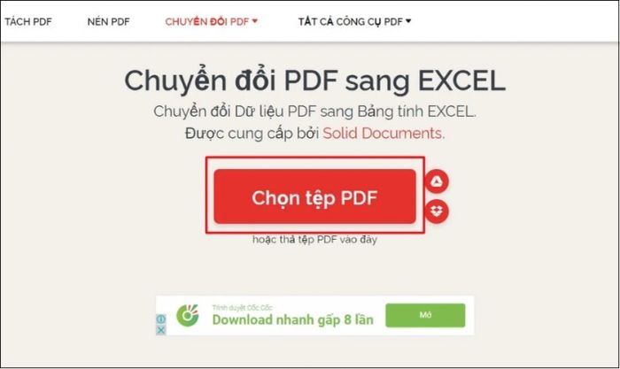 Cách chuyển đổi file PDF sang Excel qua IlovePDF.