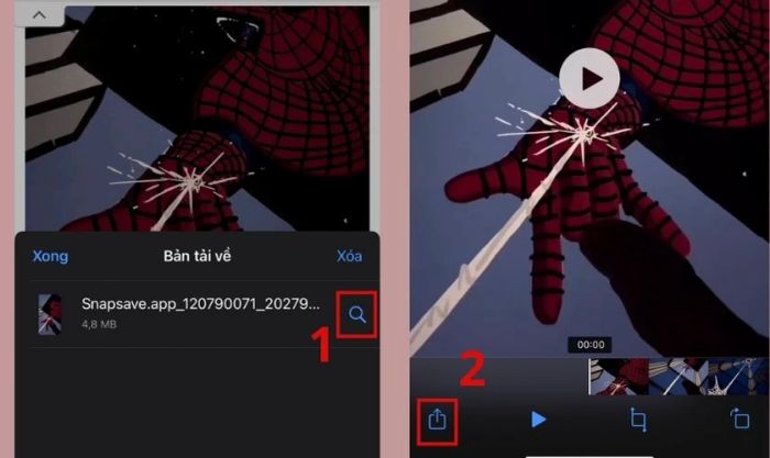 tìm đến vị trí lưu video Instagram