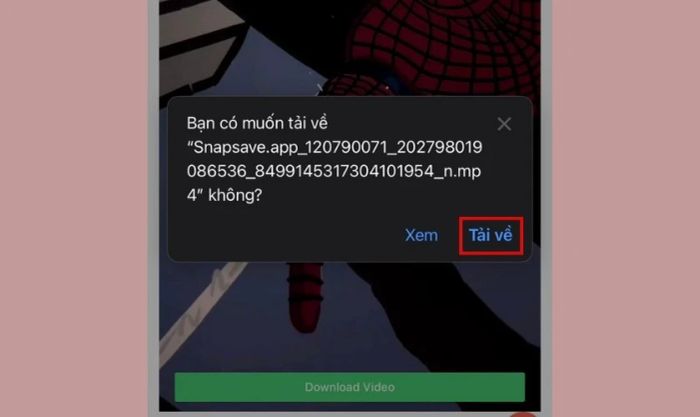 nhấn vào tải video về
