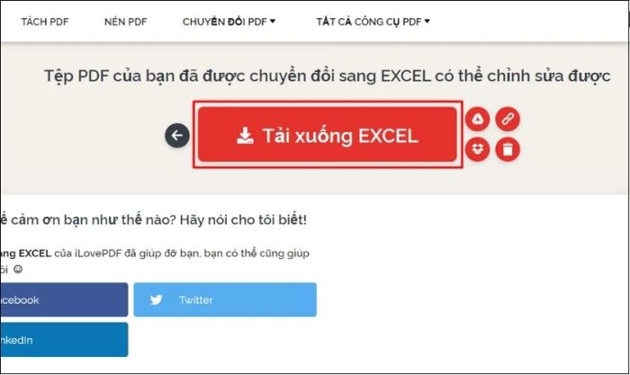 Chờ một lát, sau đó nhấn vào tải xuống Excel.